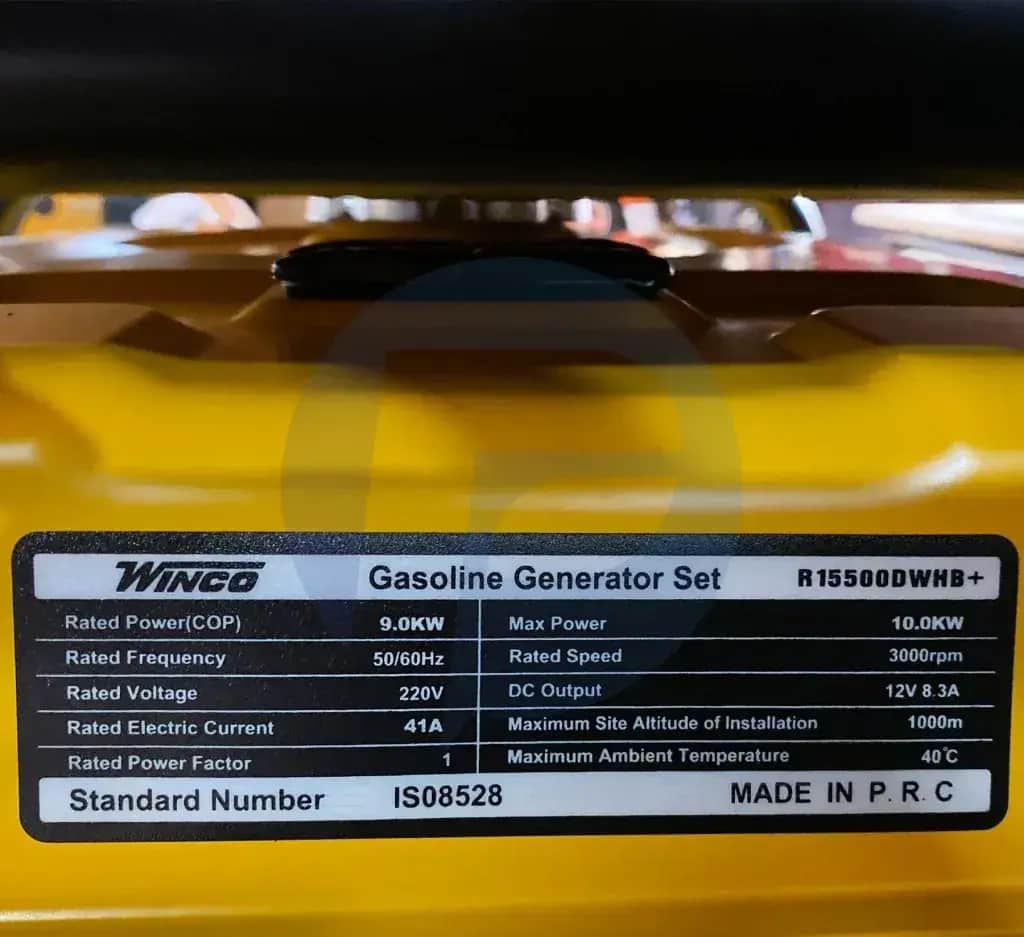موتور برق ۱۰ کیلووات بنزینی تکفاز ریموت استارت وینکو مدل R15500DWHB+ATS - تصویر 2