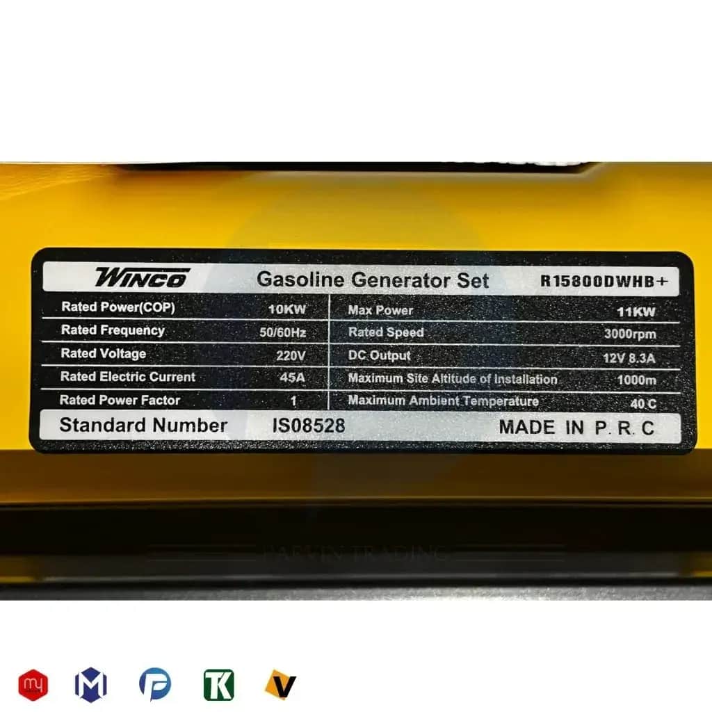 موتور برق 11 کیلووات بنزینی تکفاز ریموت استارت وینکو مدل R15800DWHB - تصویر 2