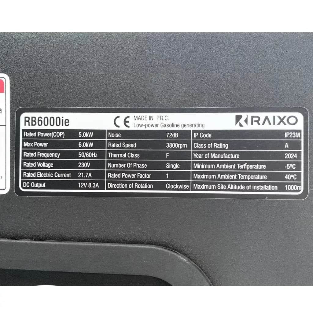 موتور برق 6 کیلو وات سایلنت بنزینی ریموت استارت راکسیو مدل RB6000IE - تصویر 3