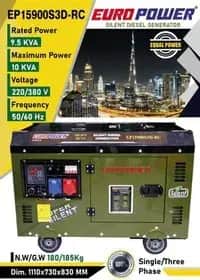 موتور برق ۱۰ کیلووات دیزلی سایلنت سه فاز ریموت استارت یورو پاور مدل EP15900 S3D-RC - تصویر 1