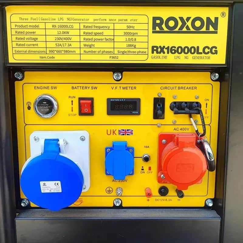 موتور برق 12 کیلووات سه گانه سوز سه فاز استارتی  راکسون مدل RX-16000LCG - تصویر 3