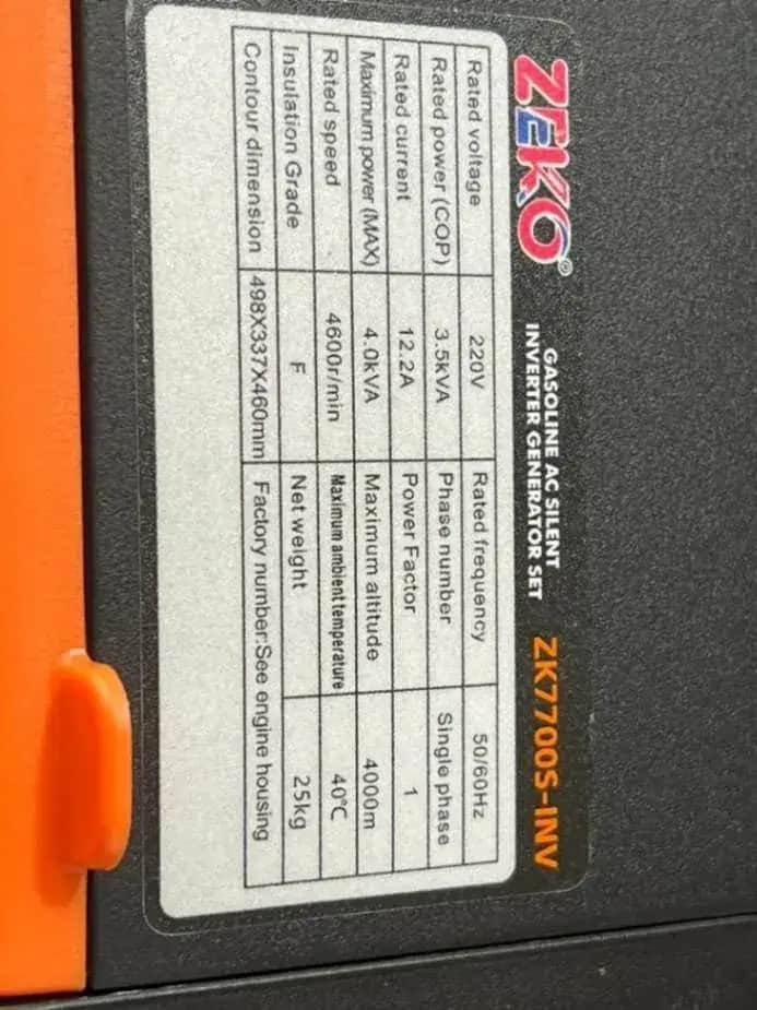 موتور برق4 کیلووات بنزینی سایلنت تک هندلی زیکو  مدل ZK7700S-INV - تصویر 2