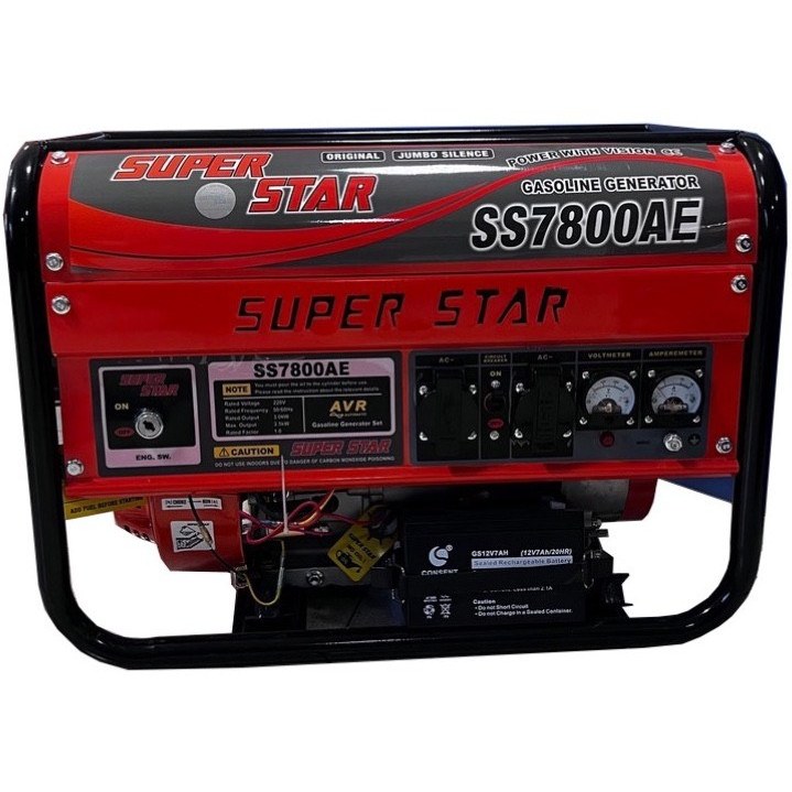 موتور برق ۳ کیلووات استارتی تک فاز بنزینی سوپر استار مدل SS7800AE