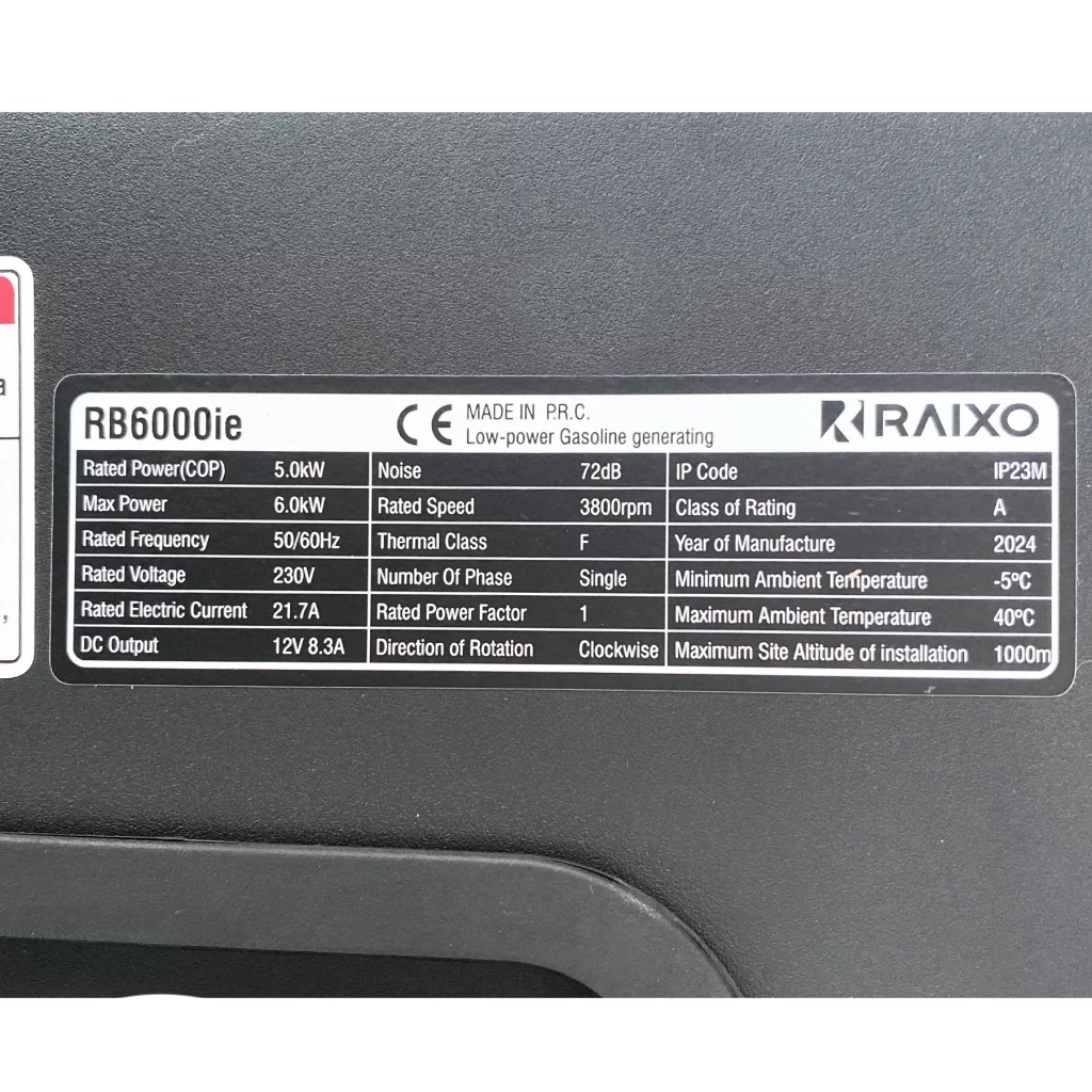موتور برق 6 کیلو وات سایلنت سه گانه سوز ریموت استارت راکسیو مدل RB6000IE - Image 3