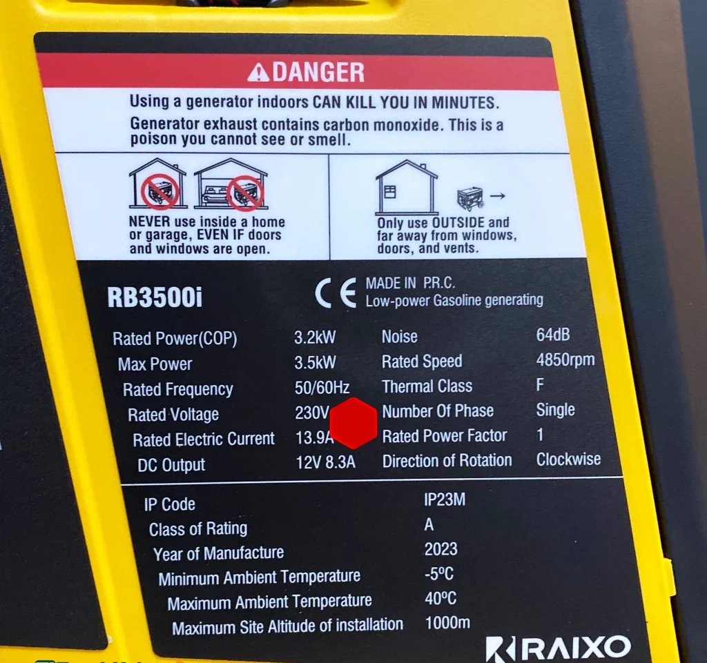 موتور برق 3.5 کیلووات سایلنت هندلی راکسیو مدل RB3500i - Image 4