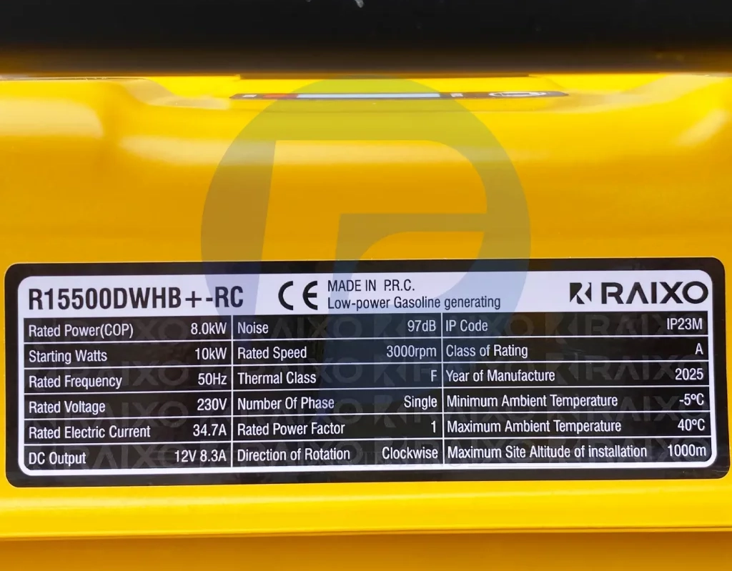موتور برق ۱۰ کیلووات ریموت استارت راکسیو مدل R15500DWHB±RC - Image 2