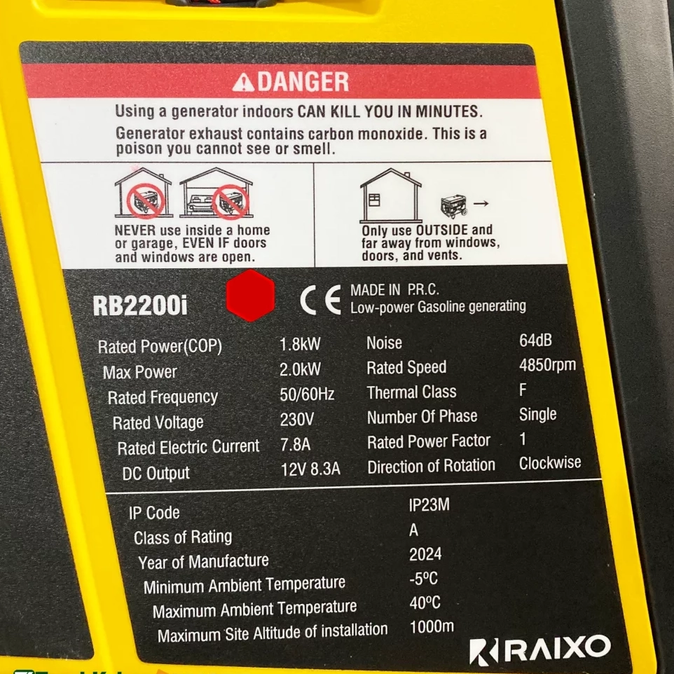 موتور برق 2 کیلو وات سایلنت هندلی راکسیو مدل RB2200i - Image 3