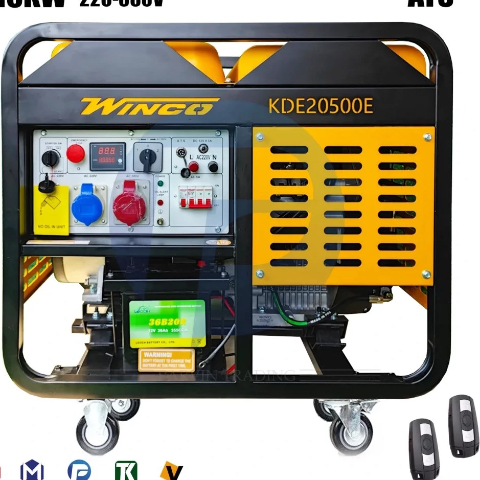 موتور برق ۲۰ کاوا سه فاز و تک فاز ریموت دار استارتی دیزلی وینکو مدل KDE20500E