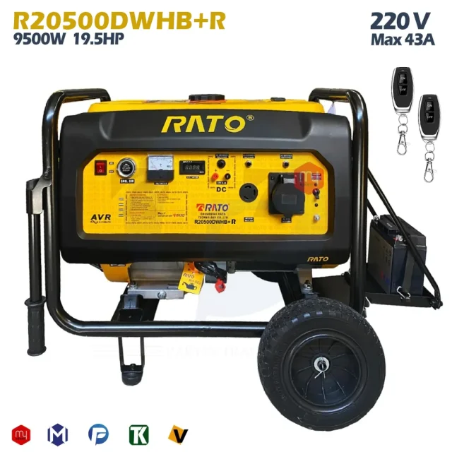 موتور برق 9.5 کیلووات بنزینی ریموت استارت راتو مدل R20500DWHB+R