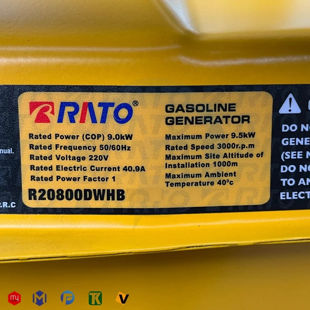 موتور برق راتو 9.5 کیلووات استارتی دارای پورت ATS مدل R20800DWHB - Image 2