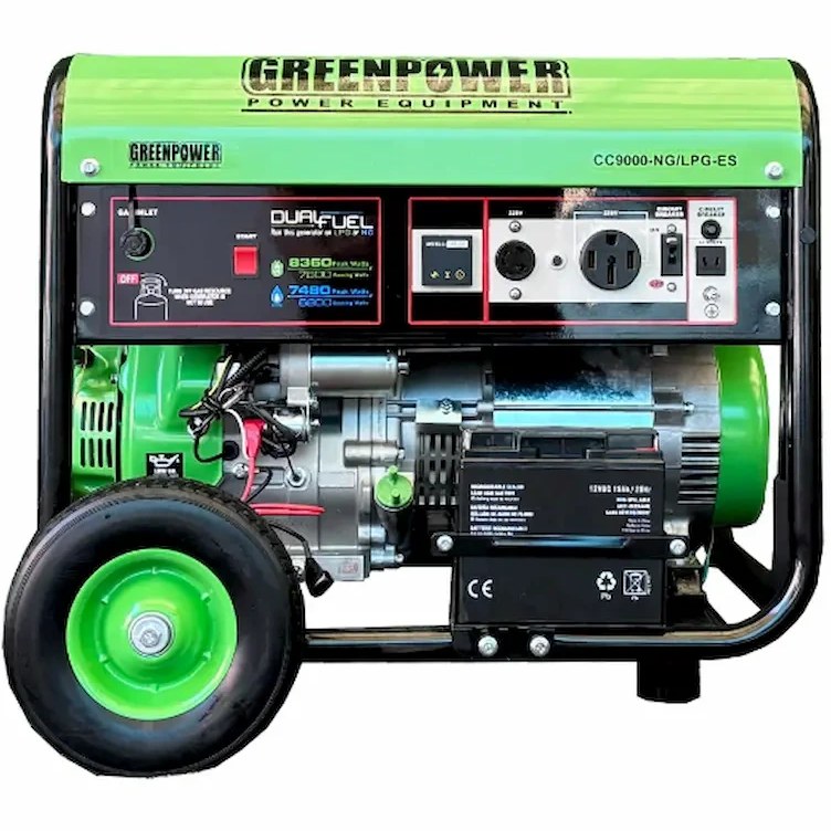 موتور برق 8.5 کیلووات تک فاز استارتی گازسوز گرین پاور مدل cc9000-NG/LPG