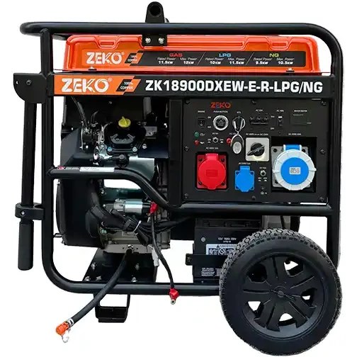 موتور برق سه گانه ۱۵ کاوا زیکو تکفاز-سهفاز مدل ZK18900DWEW-E-R-LPG/NG