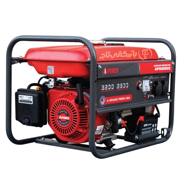 موتور برق 3.2 کیلووات بنزینی تک فاز استارتی AiPOWER مدل AP5000CE